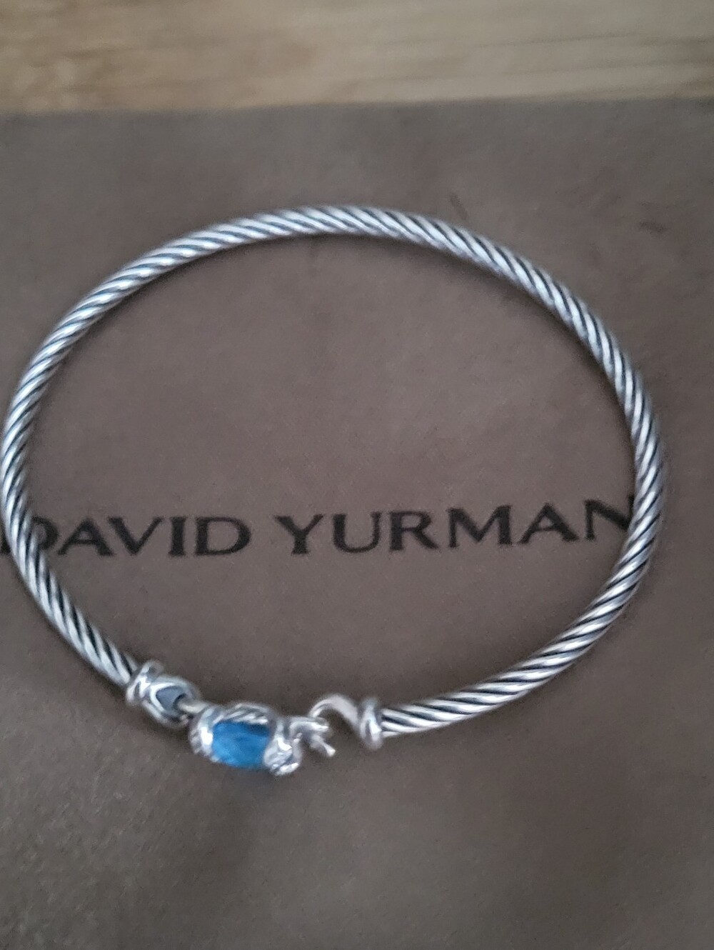 David Yurman Blue Topaz Cable Bracelet in Sterling Silver - Picture 2 of 7